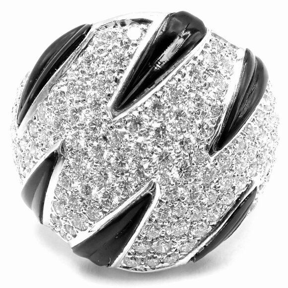 Authentic Cartier Panther Panthere Claw 18k White Gold Diamond Onyx Ring Size 53 - Picture 1 of 9